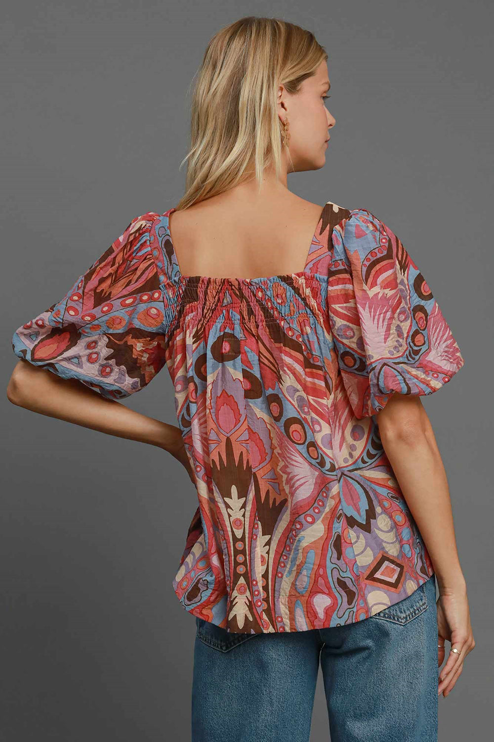 NEWYORKLISTED STYLE COLLECTION: Abstract Print Puff Sleeve Blouse - NEWYORKLISTED