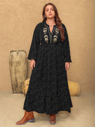 NEWYORKLISTED STYLE COLLECTION: Plus Size Embroidered Long Sleeve Dress - NEWYORKLISTED