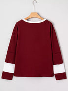 NEWYORKLISTED STYLE COLLECTION: Maroon long-sleeve shirt with white accents on a hanger against a light gray background