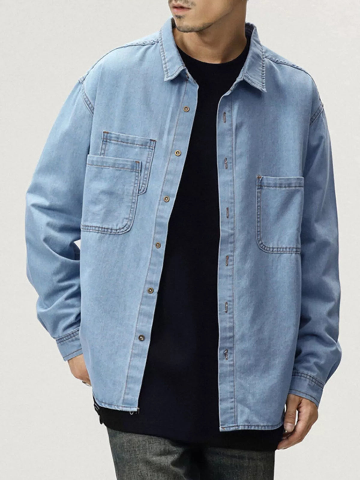 NEWYORKLISTED ATLAS MEN'S COLLECTION – Men's long-sleeve denim button-down shirt, product image 7