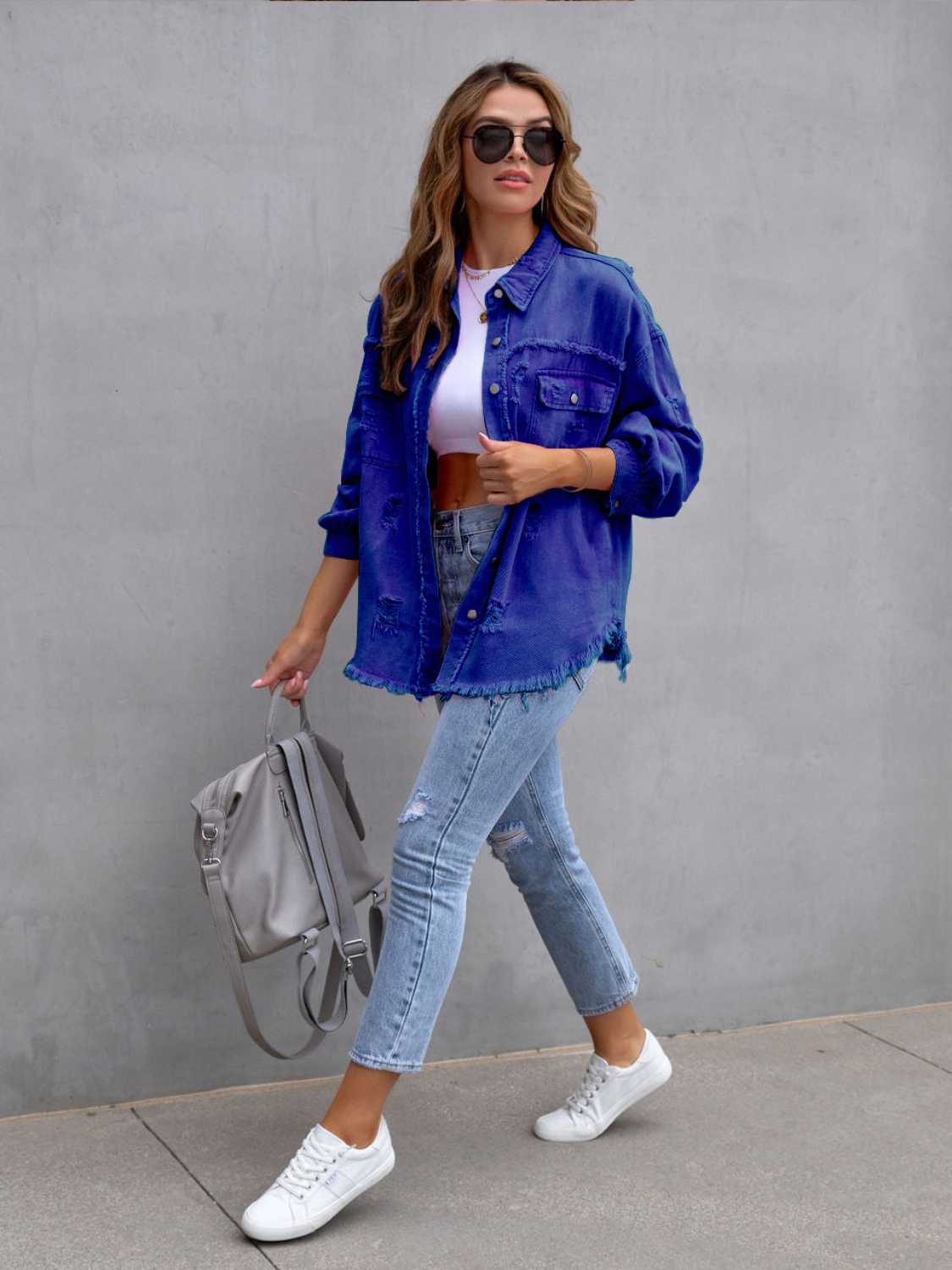 NEWYORKLISTED STYLE COLLECTION: Distressed Color Pop Denim Jacket - NEWYORKLISTED
