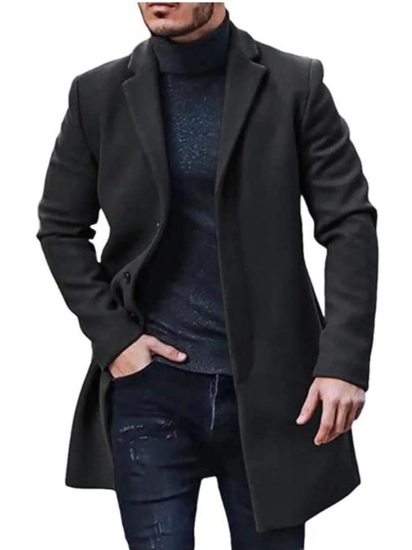 NEWYORKLISTED ATLAS MEN’S COLLECTION: Men’s Plus Size Classic Long Sleeve Overcoat