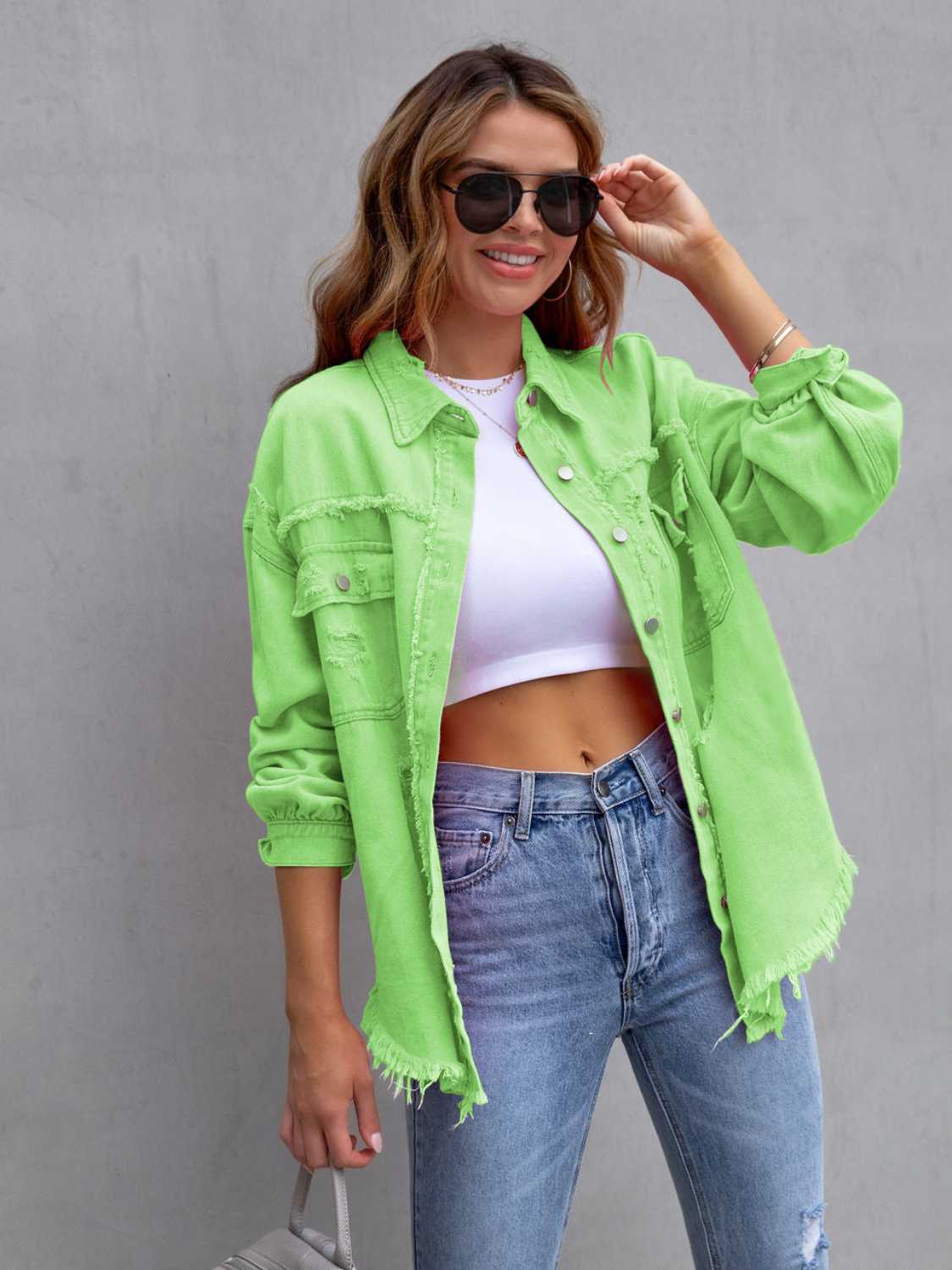 NEWYORKLISTED STYLE COLLECTION: Distressed Color Pop Denim Jacket - NEWYORKLISTED