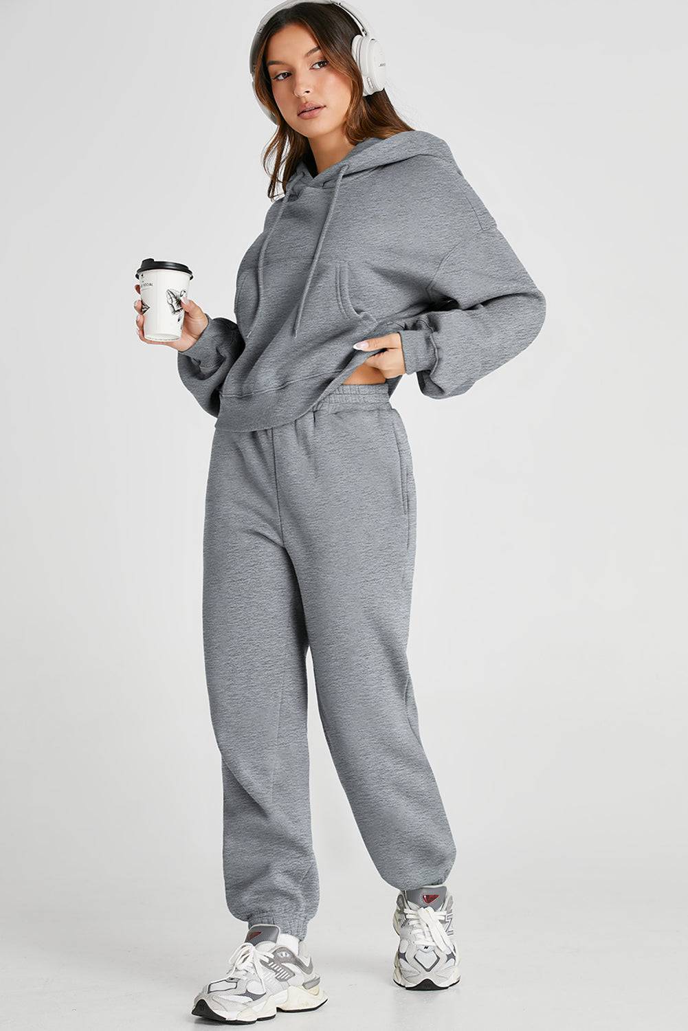 Dropped Shoulder Hooded Top and Pants Active Set - NEWYORKLISTED