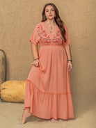 NEWYORKLISTED STYLE COLLECTION: Plus Size Embroidered Half Sleeve Maxi Dress - NEWYORKLISTED