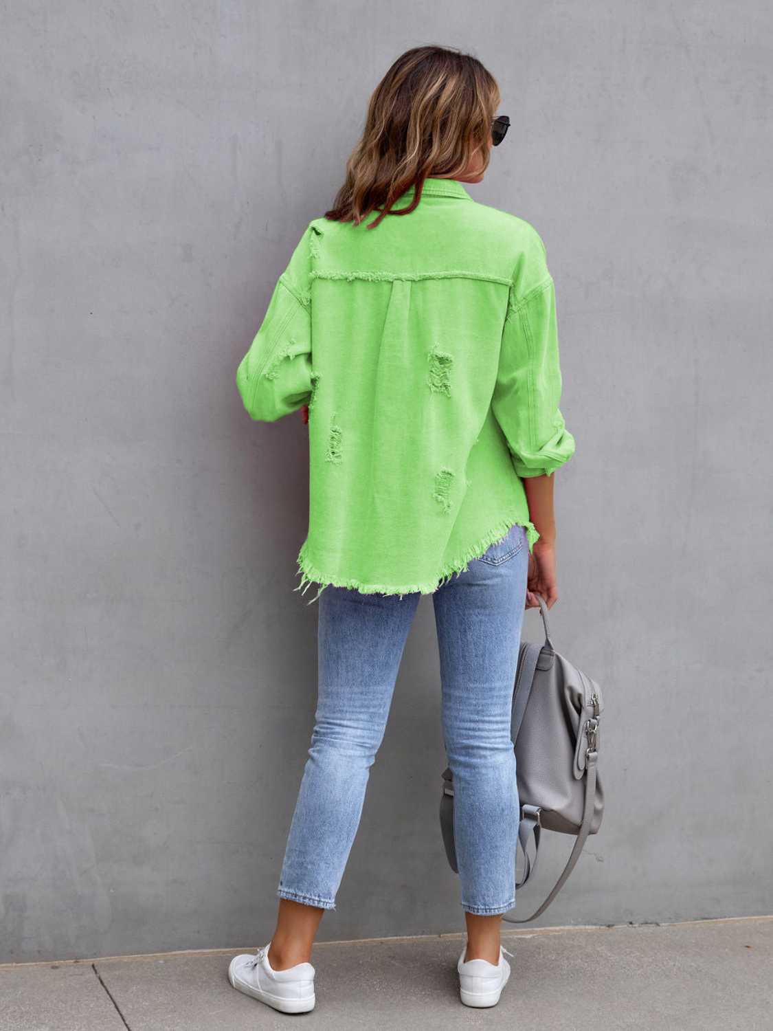 NEWYORKLISTED STYLE COLLECTION: Distressed Color Pop Denim Jacket - NEWYORKLISTED