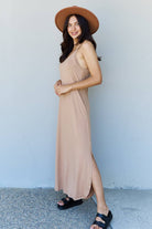 NYLD Full Size Cami Side Slit Maxi Dress in Camel - NEWYORKLISTED