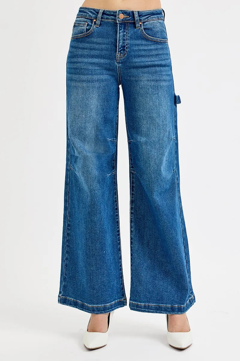 NEWYORKLISTED STYLE COLLECTION: RISEN Wide Leg Patch Detailed Jeans – Trendy, Bold &amp; Flattering