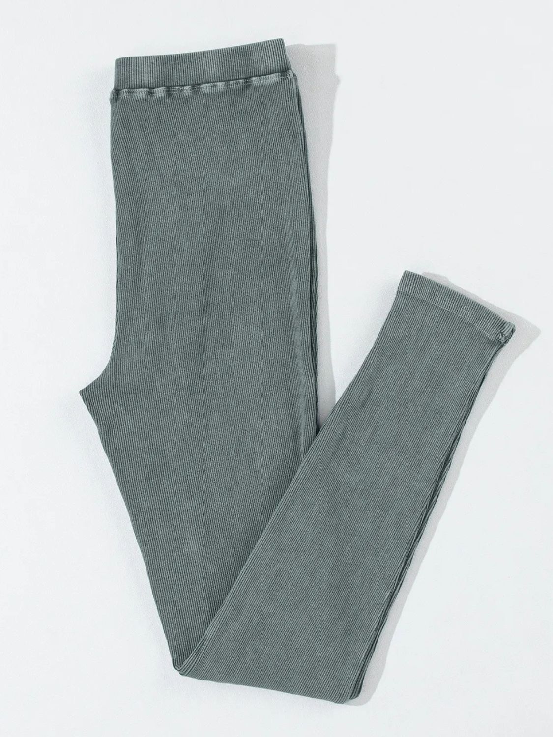 Ribbed Elastic Waist Leggings - NEWYORKLISTED