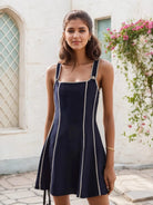 NEWYORKLISTED STYLE COLLECTION: Striped Square Neck Mini Dress