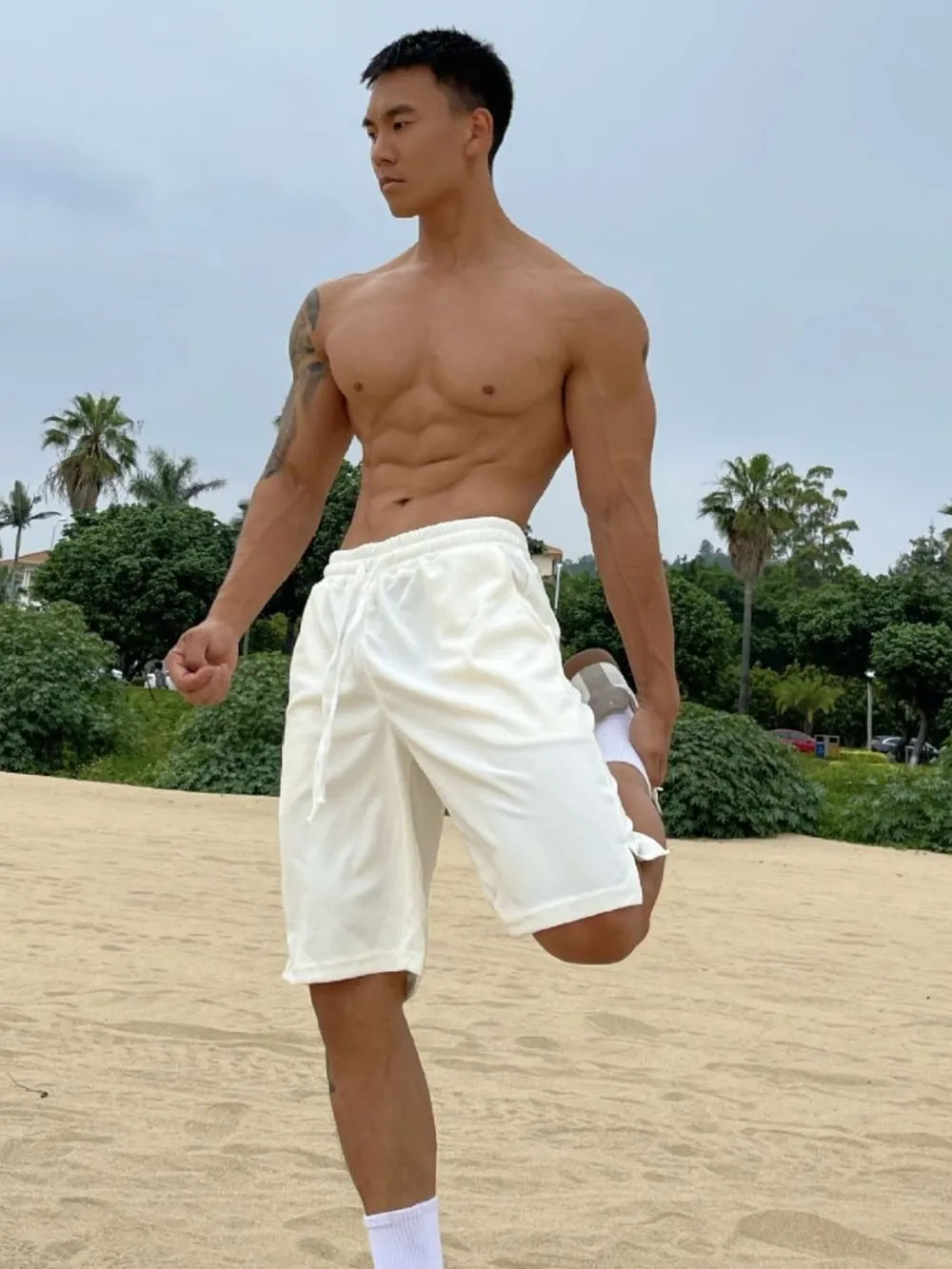 NEWYORKLISTED ATLAS MEN’S COLLECTION: Men's Plus Size Drawstring Shorts with Pockets – Everyday Comfort, Elevated Fit in White