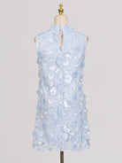 NEWYORKLISTED STYLE COLLECTION: Light blue sleeveless dress on a mannequin against a plain background