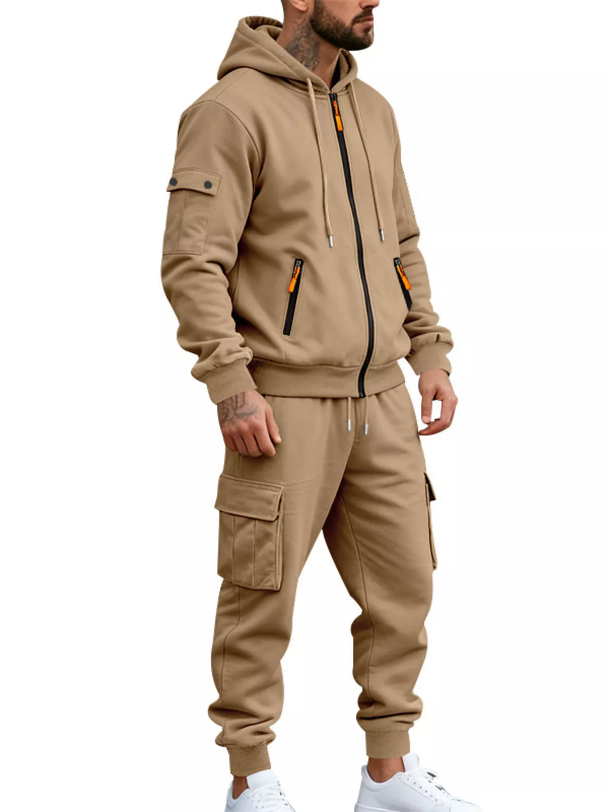 NEWYORKLISTED ATLAS MEN'S COLLECTION – Men's zip-up hoodie and cargo pants two-piece set, product image 2