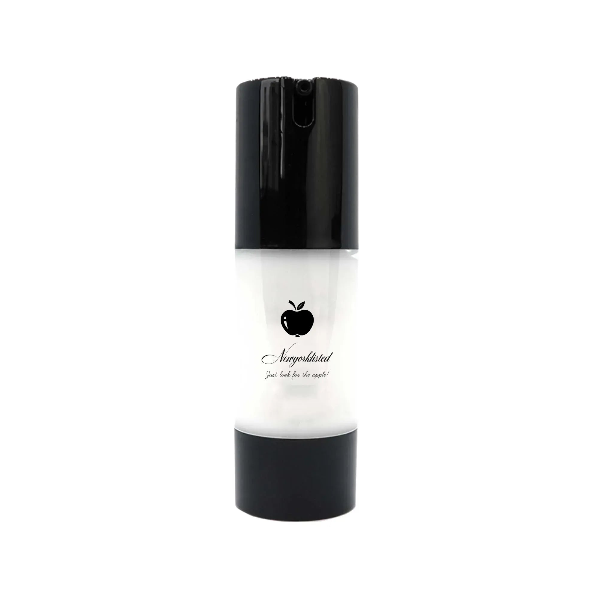 NEWYORKLISTED COSMETIC COLLECTION: Extreme Moisture Blend: Skincare bottle with black cap and white body on a white background