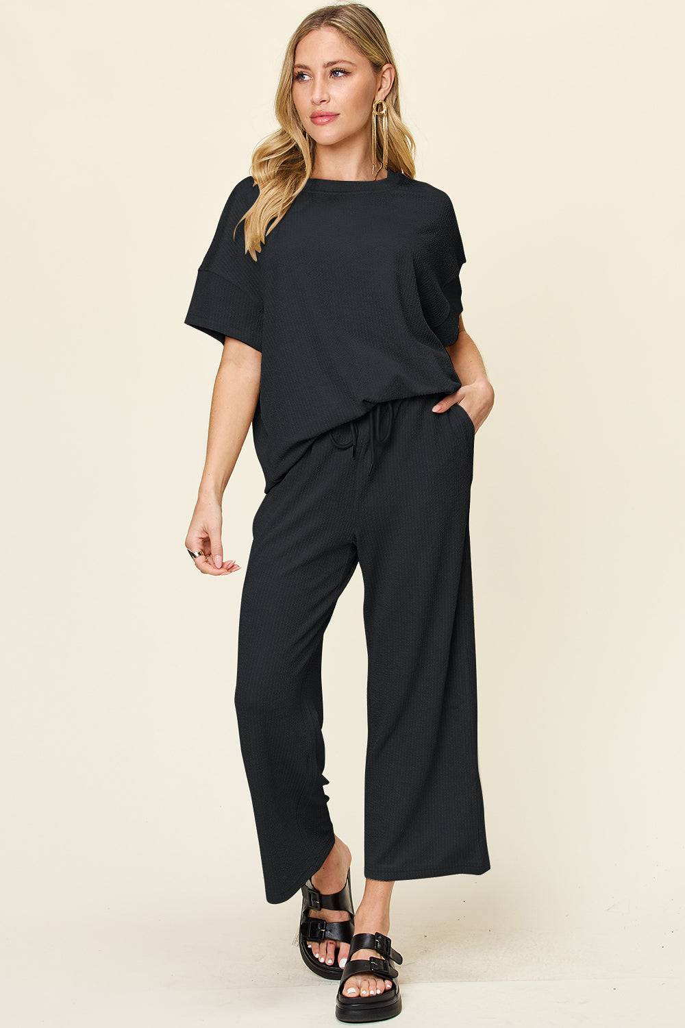 NYLD Short Sleeve T-Shirt and Wide Leg Pants - NEWYORKLISTED