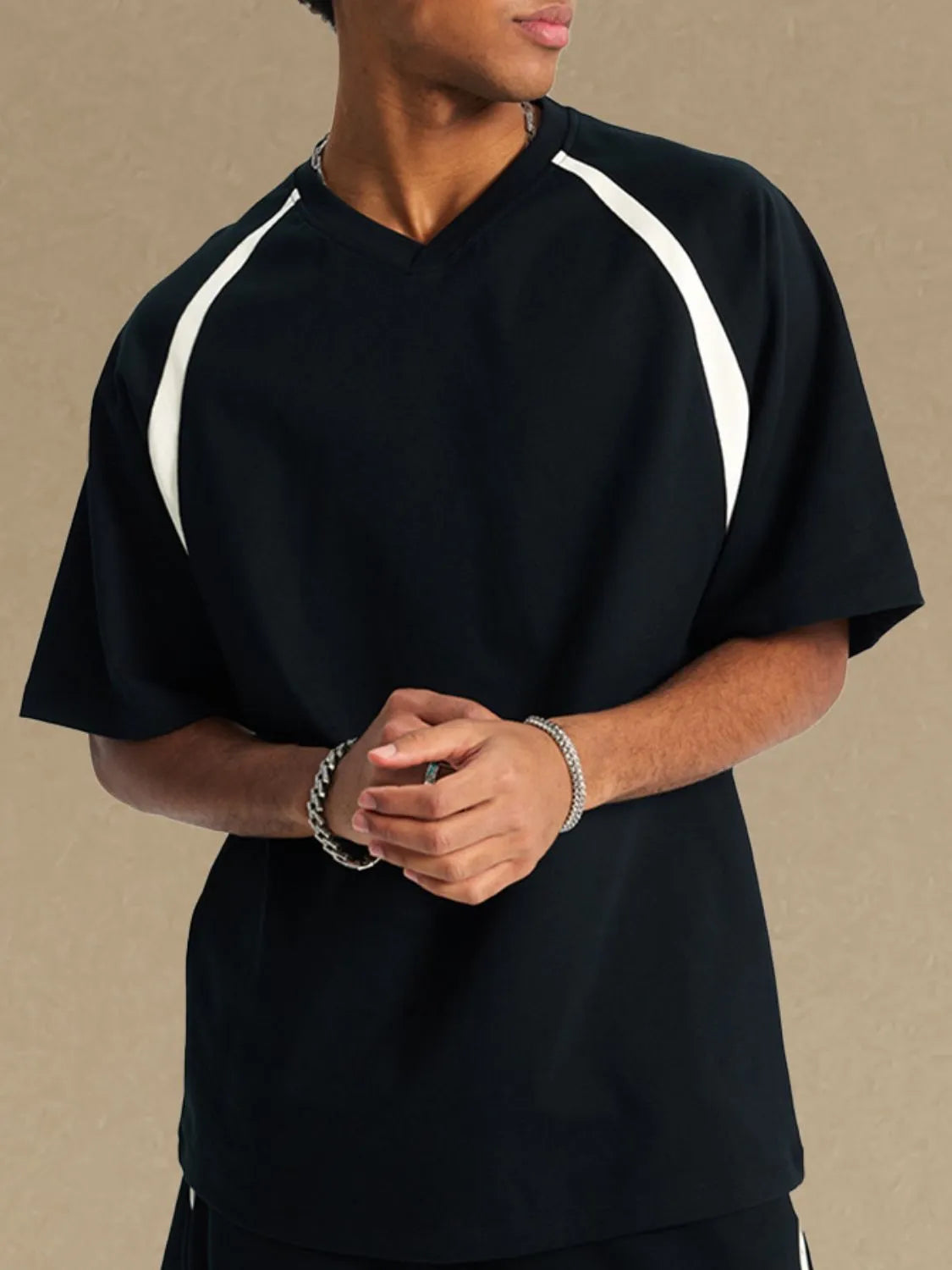 NEWYORKLISTED ATLAS MEN'S COLLECTION: Men's Contrast Round Neck Half Sleeve T-Shirt – Everyday Cool with a Modern Edge in Black