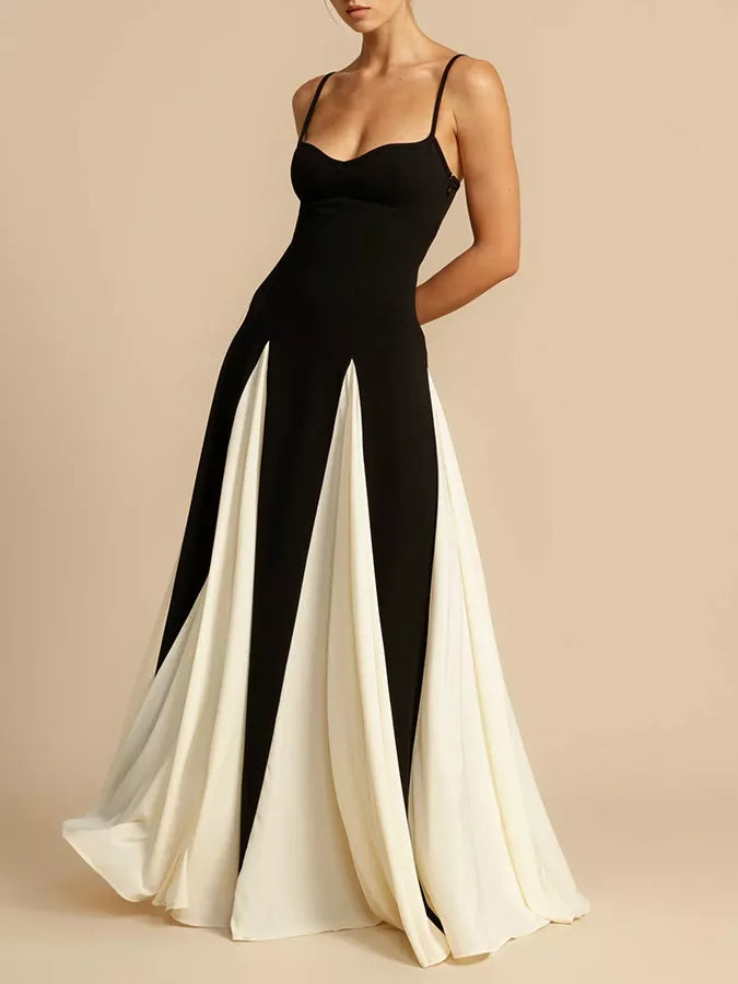 NEWYORKLISTED STYLE COLLECTION: Black and white evening gown on a beige background