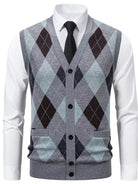 NEWYORKLISTED ATLAS MEN'S COLLECTION – Men's argyle V-neck button-down cardigan vest, product image 6