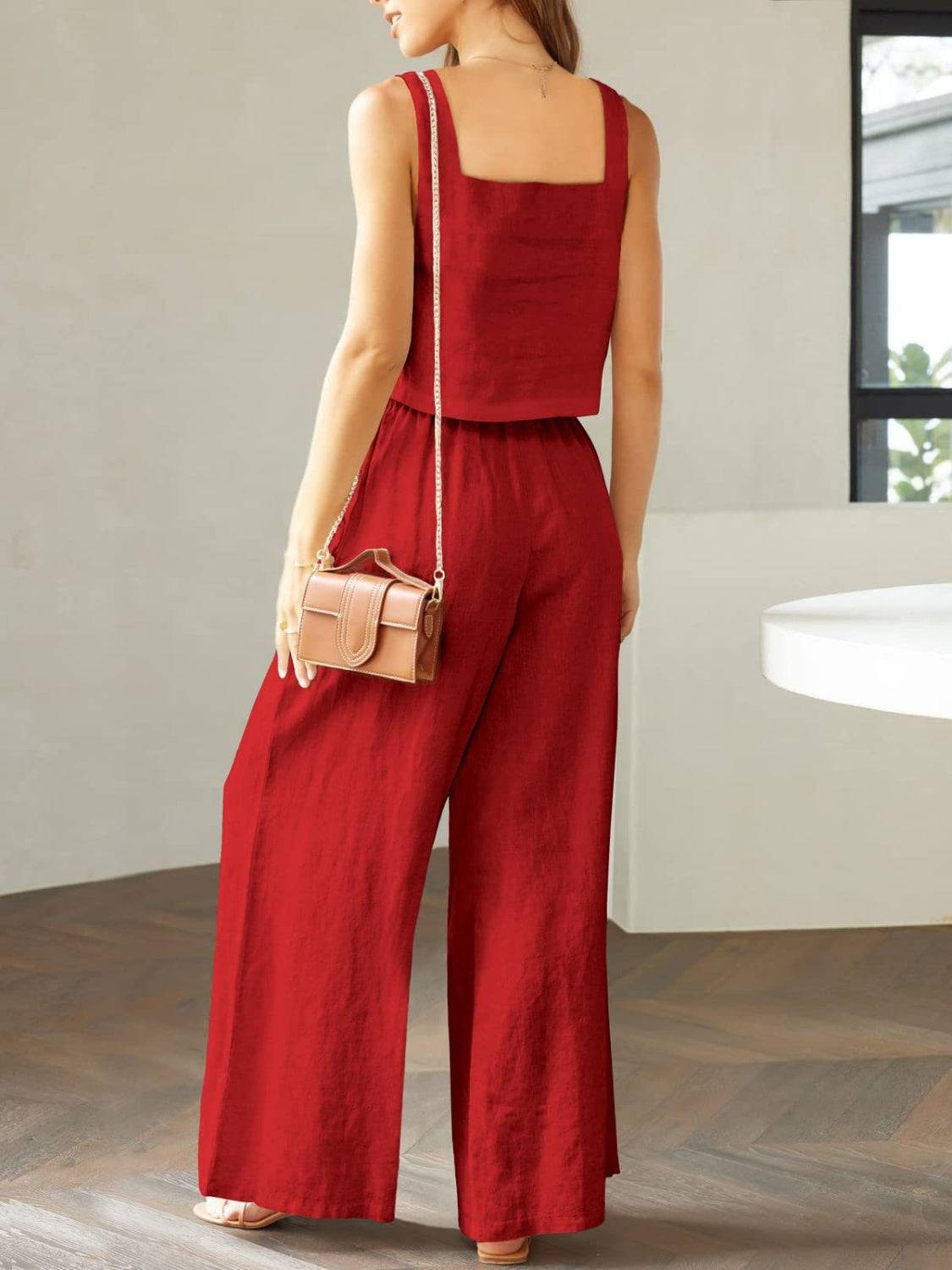 NYLD: Square Neck Top and Wide Leg Pants Set - NEWYORKLISTED