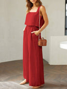 NYLD: Square Neck Top and Wide Leg Pants Set - NEWYORKLISTED