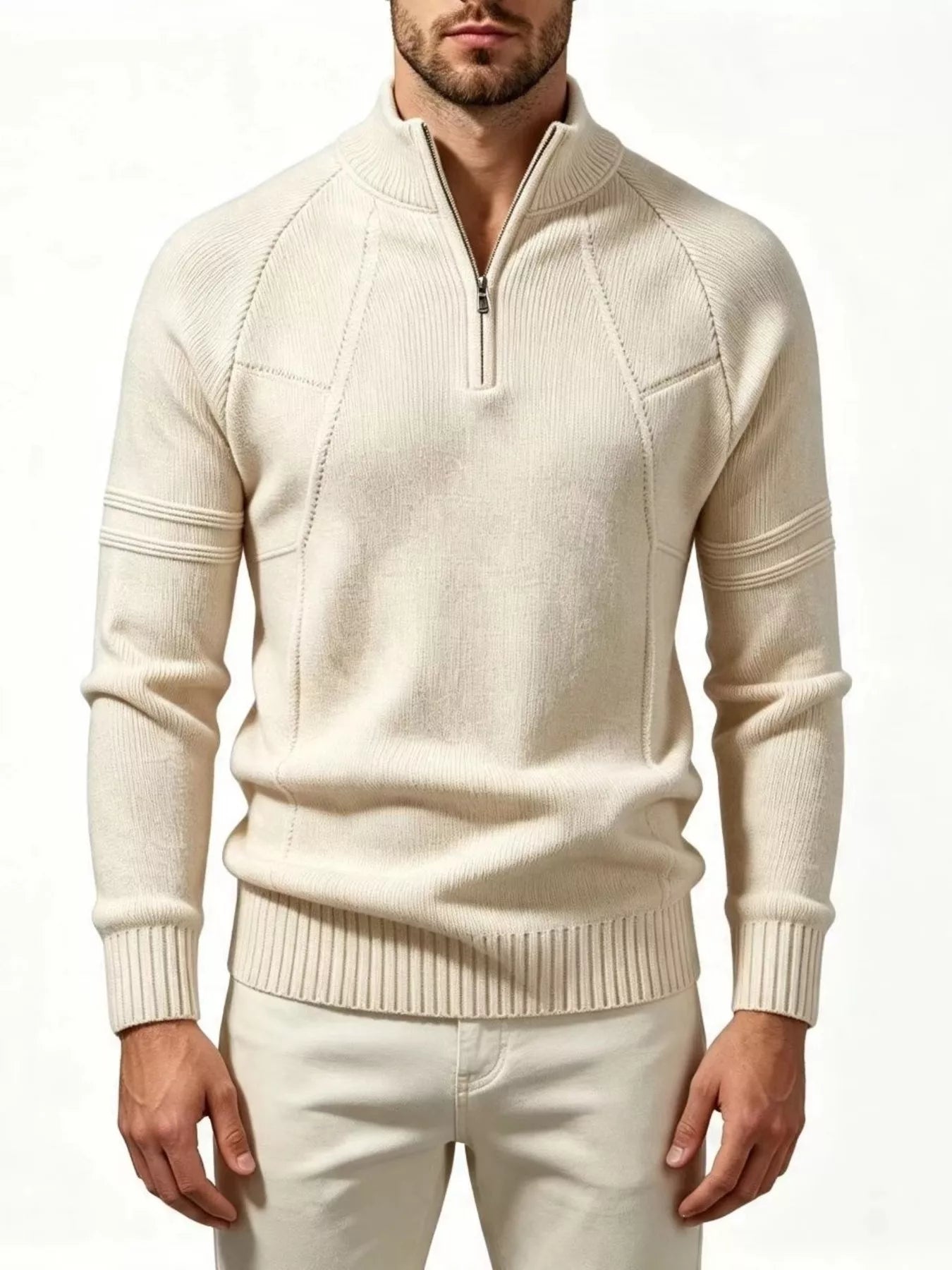 NEWYORKLISTED ATLAS MEN'S COLLECTION: Men's ribbed quarter-zip sweater, product detail
