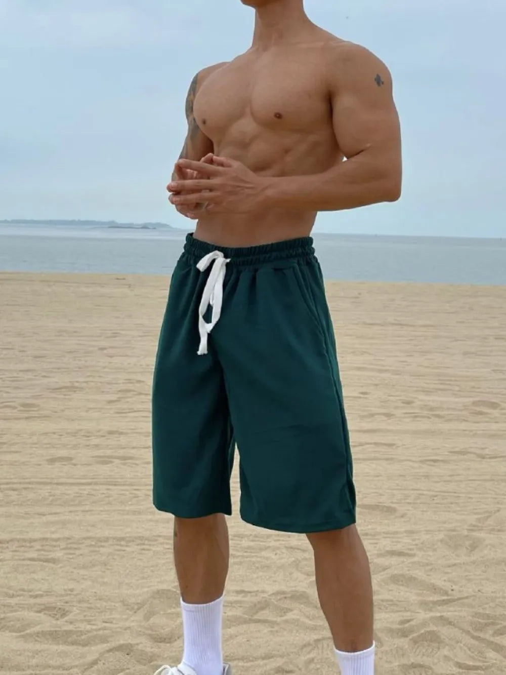 NEWYORKLISTED ATLAS MEN’S COLLECTION: Men's Plus Size Drawstring Shorts with Pockets – Everyday Comfort, Elevated Fit in Dark Green 