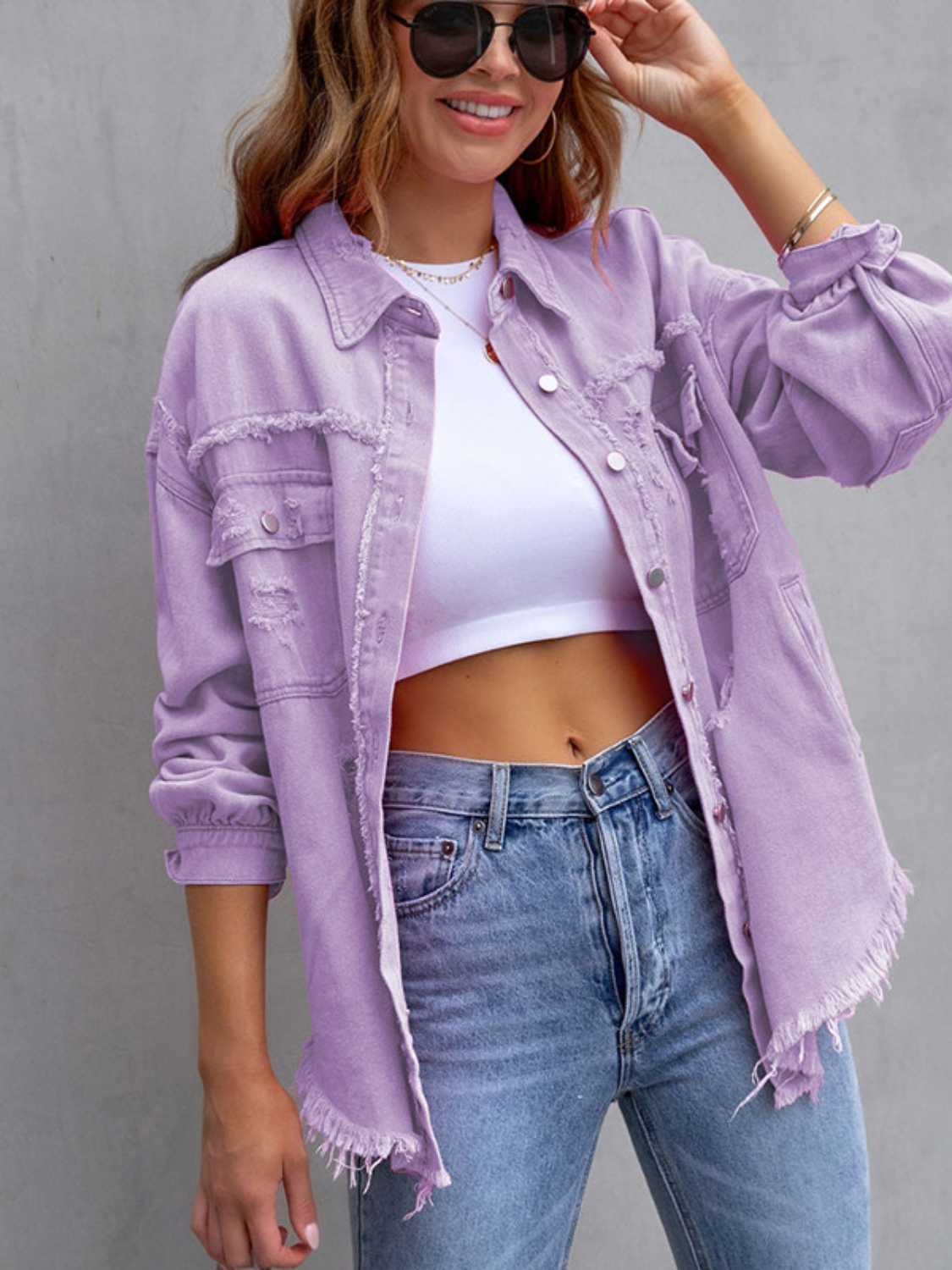 NEWYORKLISTED STYLE COLLECTION: Distressed Color Pop Denim Jacket - NEWYORKLISTED