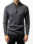 NEWYORKLISTED ATLAS MEN'S COLLECTION: Men's ribbed quarter-zip knit sweater, model view