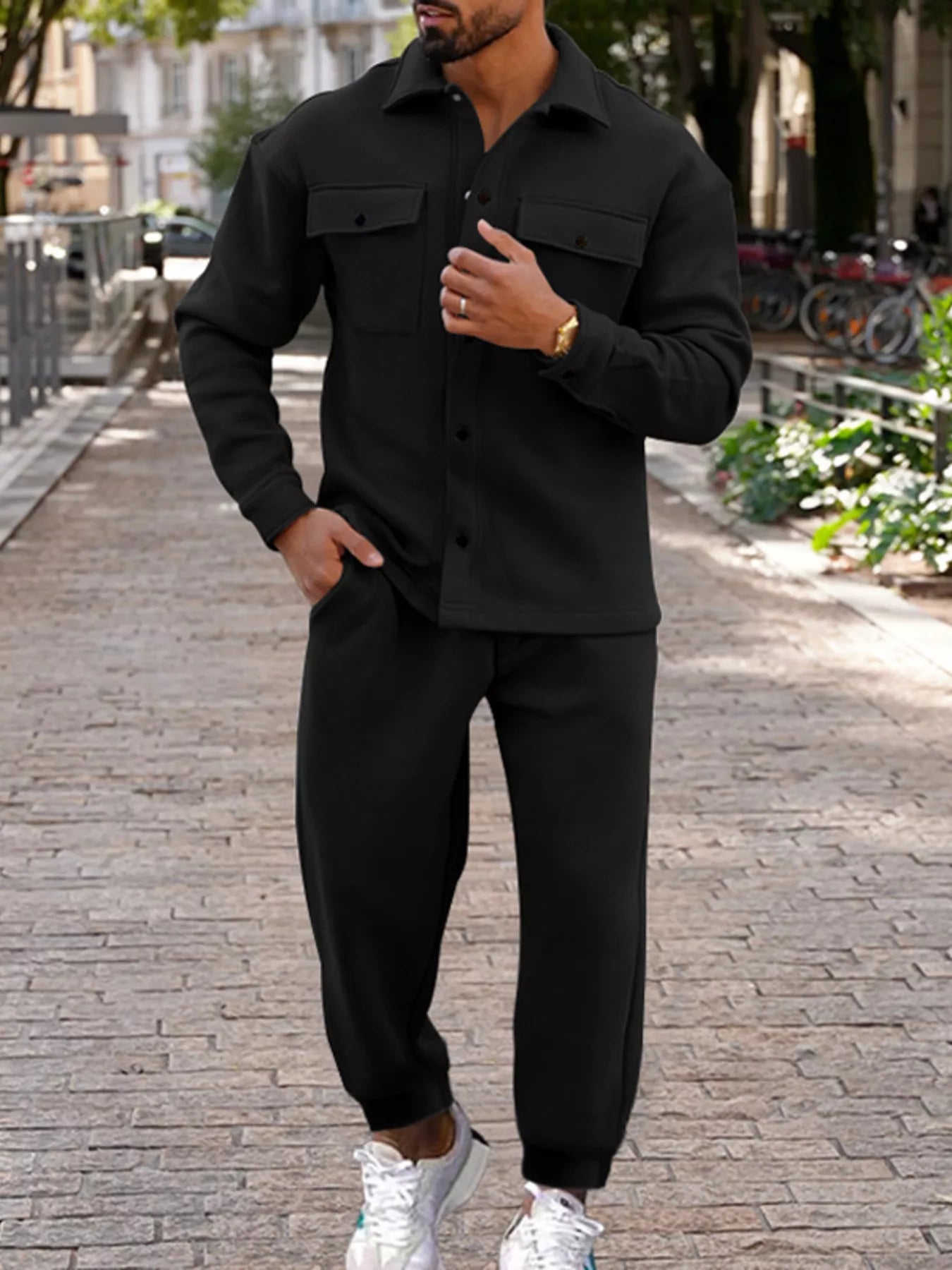 NEWYORKLISTED ATLAS MEN'S COLLECTION – Men's long-sleeve shirt and joggers two-piece set, product image 12