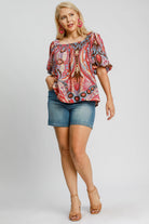 NEWYORKLISTED STYLE COLLECTION: Abstract Print Puff Sleeve Blouse - NEWYORKLISTED