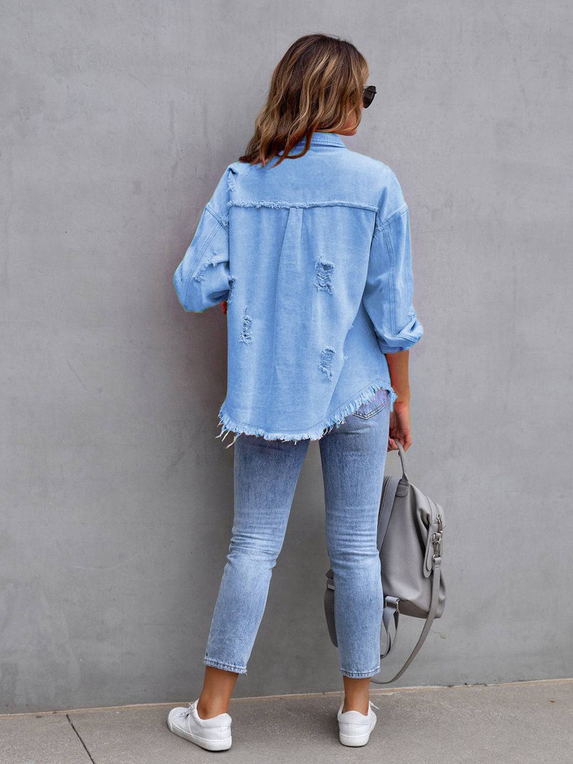 NEWYORKLISTED STYLE COLLECTION: Distressed Color Pop Denim Jacket - NEWYORKLISTED