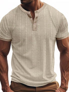 NEWYORKLISTED ATLAS MEN’S COLLECTION: Men's Full Size Button Detail Short Sleeve Top