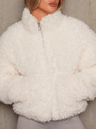 NEWYORKLISTED STYLE COLLECTION: Cozy Zip Up Cropped Sherpa Jacket in White