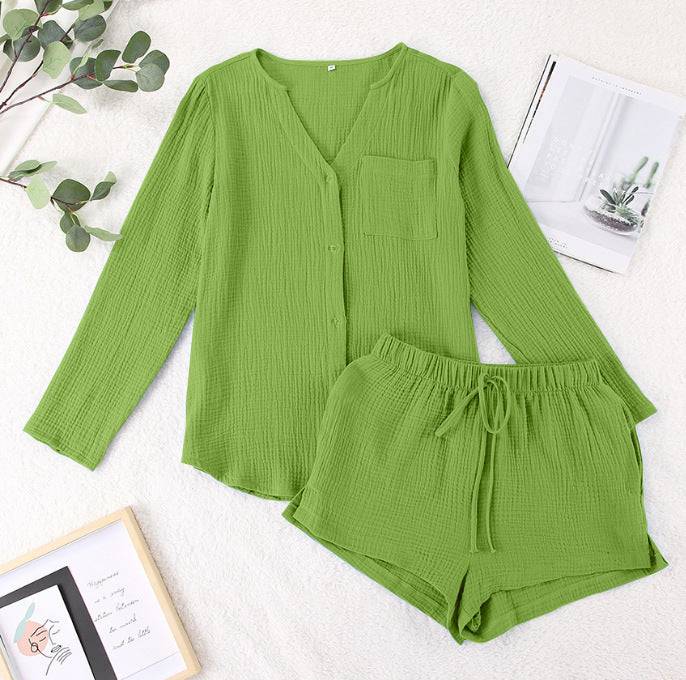 NYLD: Notched Long Sleeve Top and Shorts Set - NEWYORKLISTED