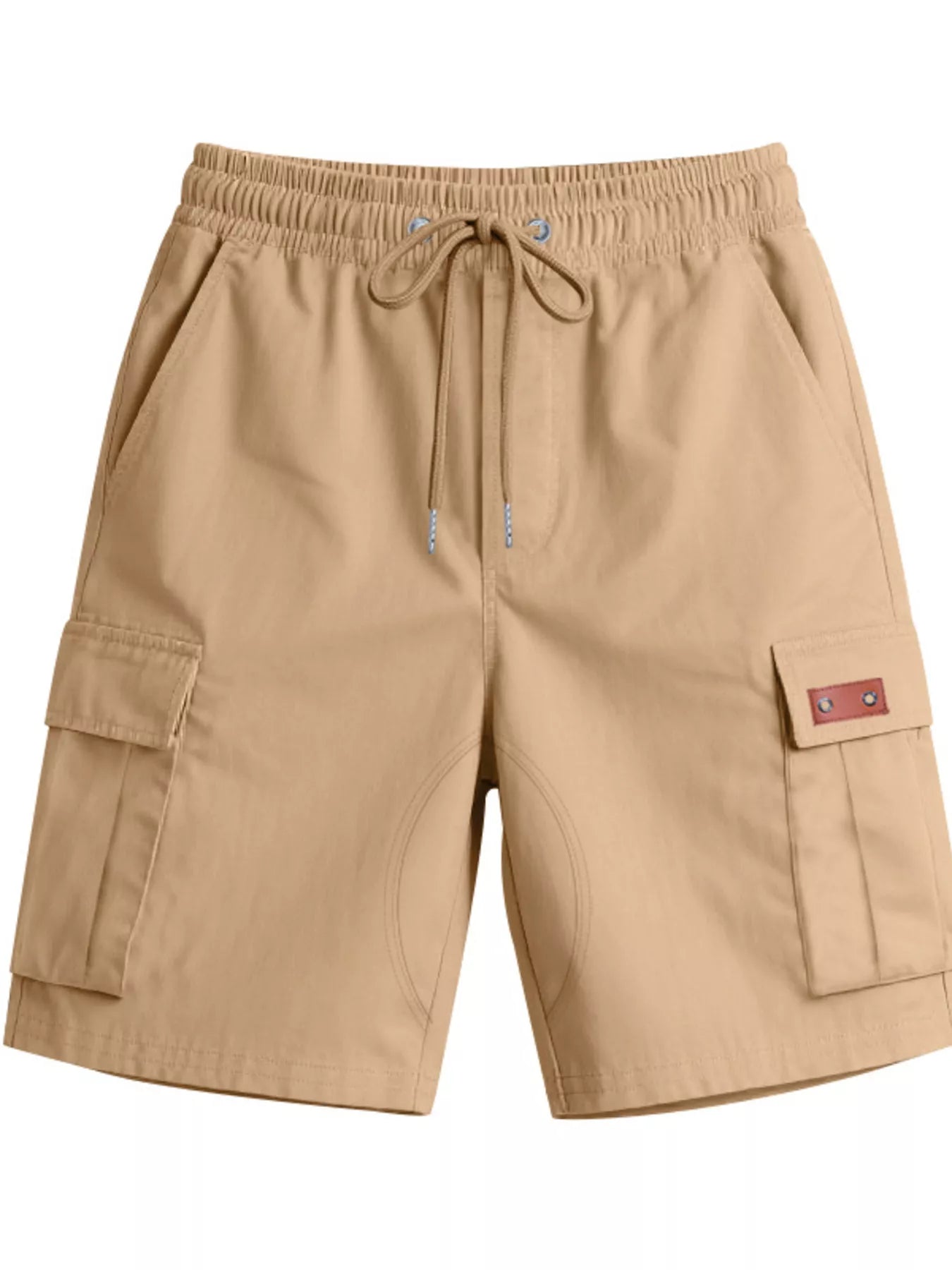 NEWYORKLISTED ATLAS MEN'S COLLECTION: Beige cargo shorts with drawstring on a white background