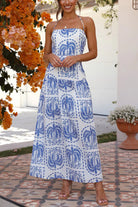 Printed Halter Neck Maxi Dress - NEWYORKLISTED