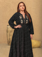 NEWYORKLISTED STYLE COLLECTION: Plus Size Embroidered Long Sleeve Dress - NEWYORKLISTED