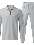 NEWYORKLISTED ATLAS MEN'S COLLECTION: Gray long-sleeve shirt and pants set on a white background