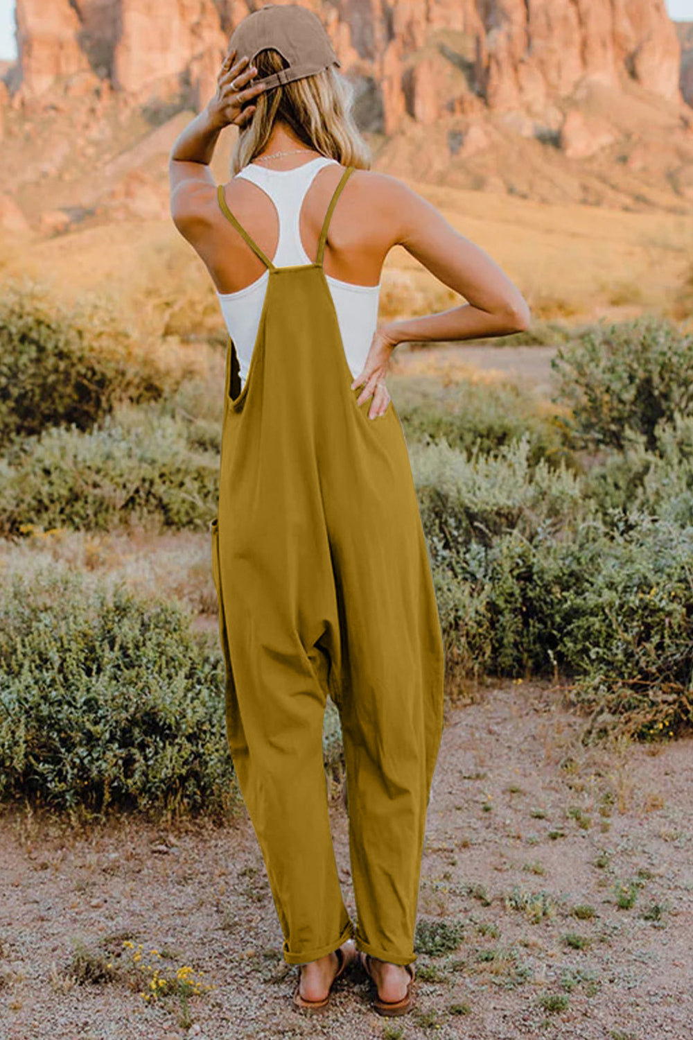 NEWYORKLISTED V-Neck Sleeveless Jumpsuit with Pockets - NEWYORKLISTED
