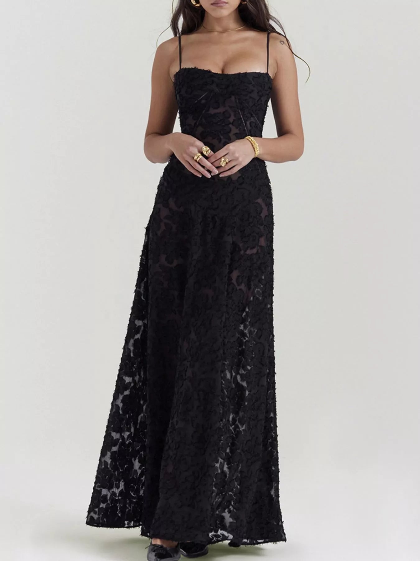NEWYORKLISTED STYLE COLLECTION: Black lace dress on a white background