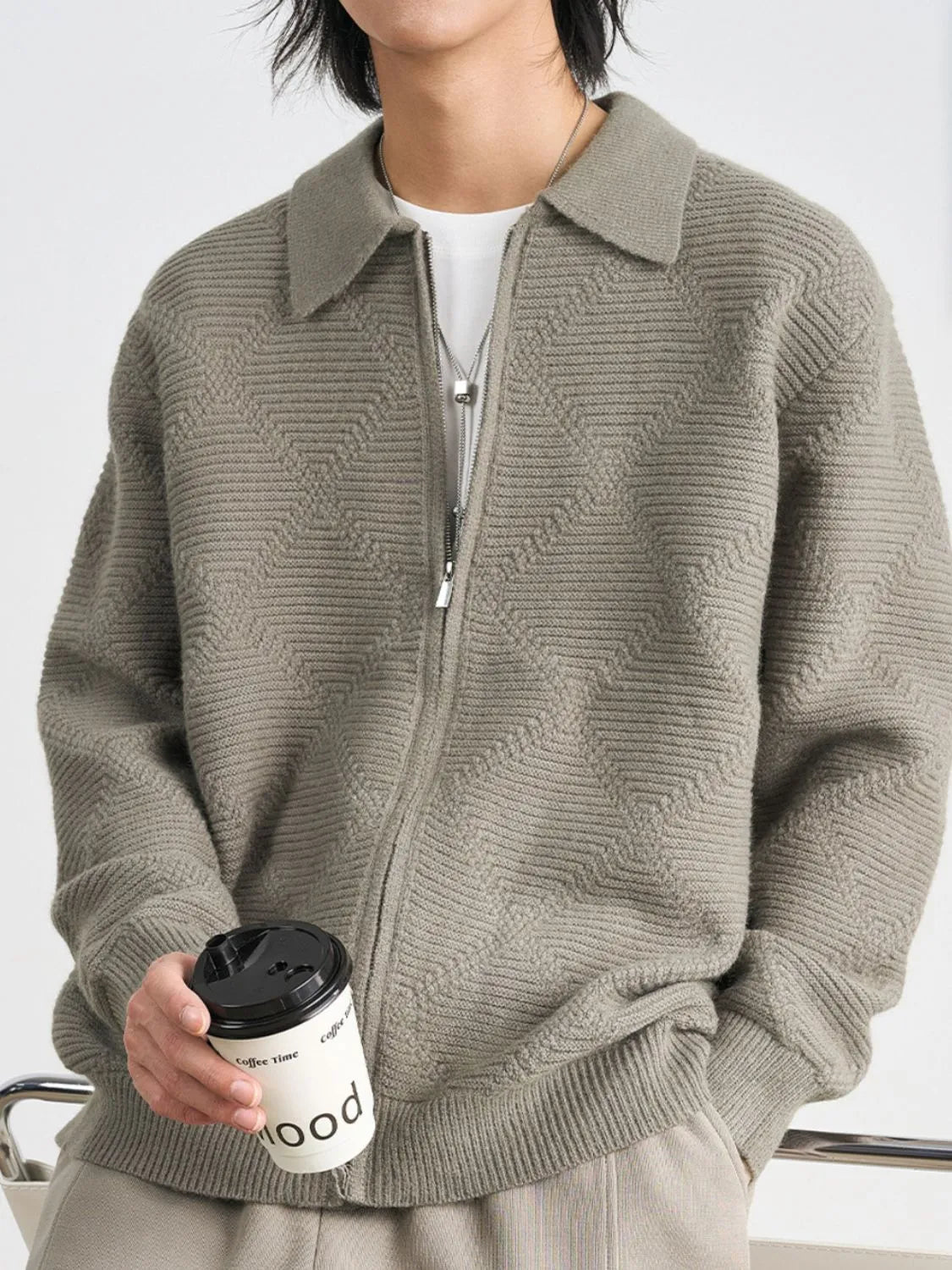 NEWYORKLISTED ATLAS MEN'S COLLECTION: Men's Zip-Up Long Sleeve Cardigan