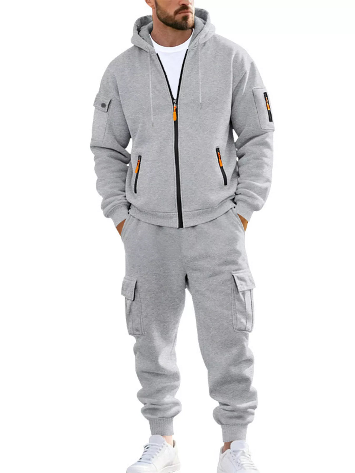 NEWYORKLISTED ATLAS MEN'S COLLECTION – Men's zip-up hoodie and cargo pants two-piece set, product image 14