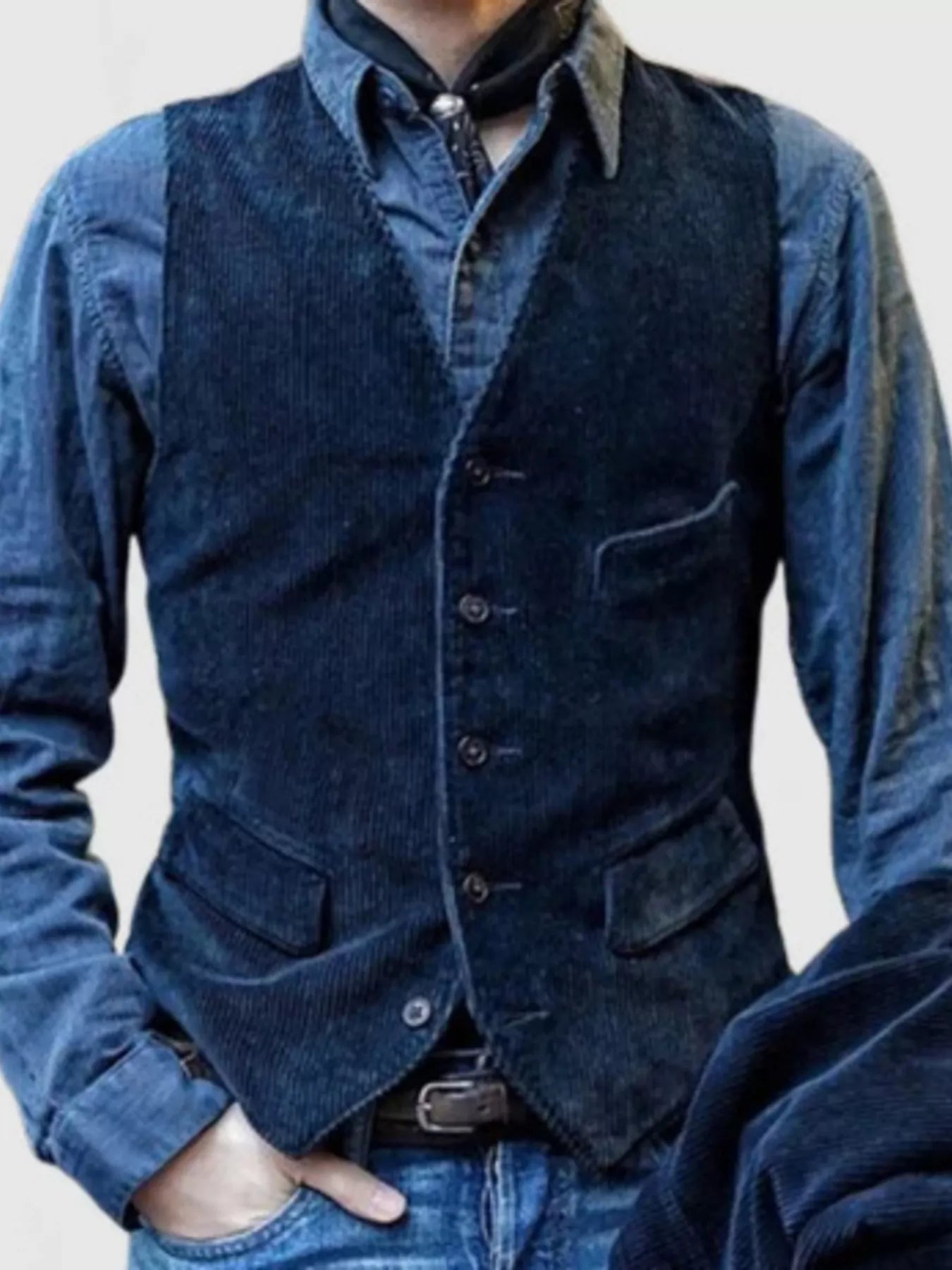 NEWYORKLISTED ATLAS MEN'S COLLECTION: Men's vintage corduroy vest, button-front detail