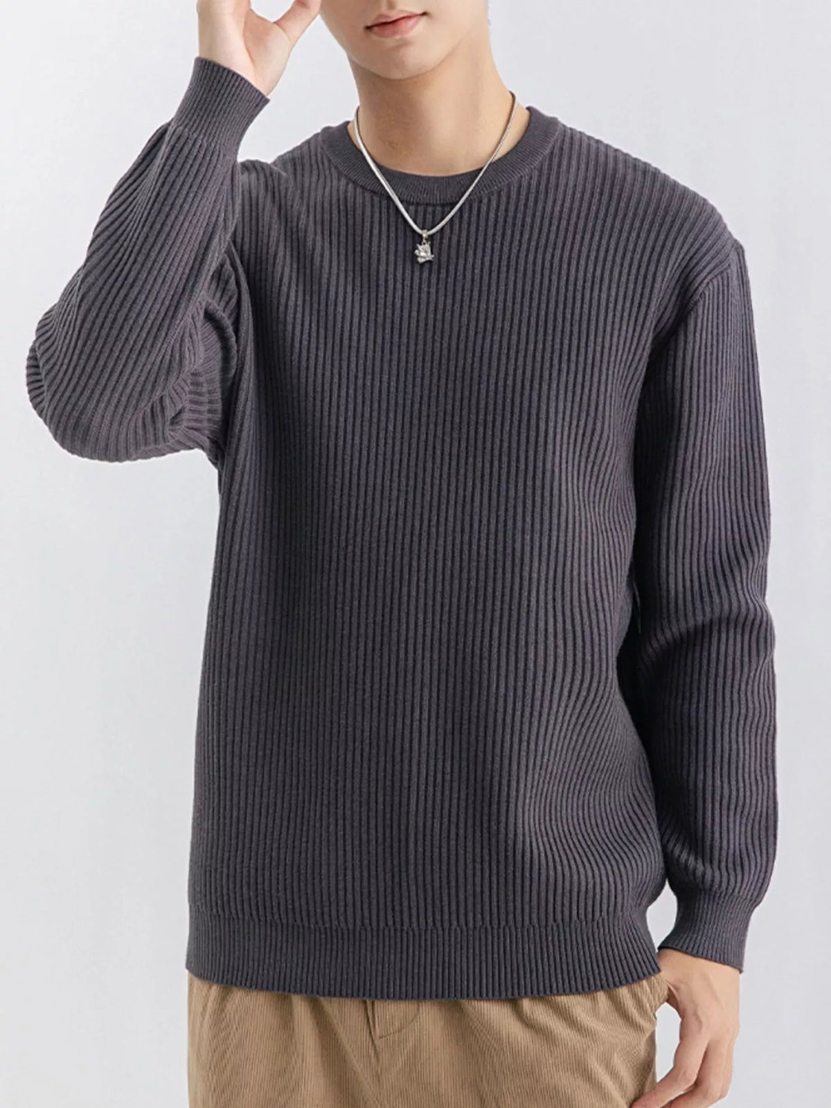 NEWYORKLISTED ATLAS MEN'S COLLECTION – Men's ribbed knit crew-neck sweater, product image 9