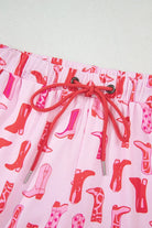 NEWYORKLISTED Intimate Apparel: Skirt with pink cowboy boot pattern on a white background