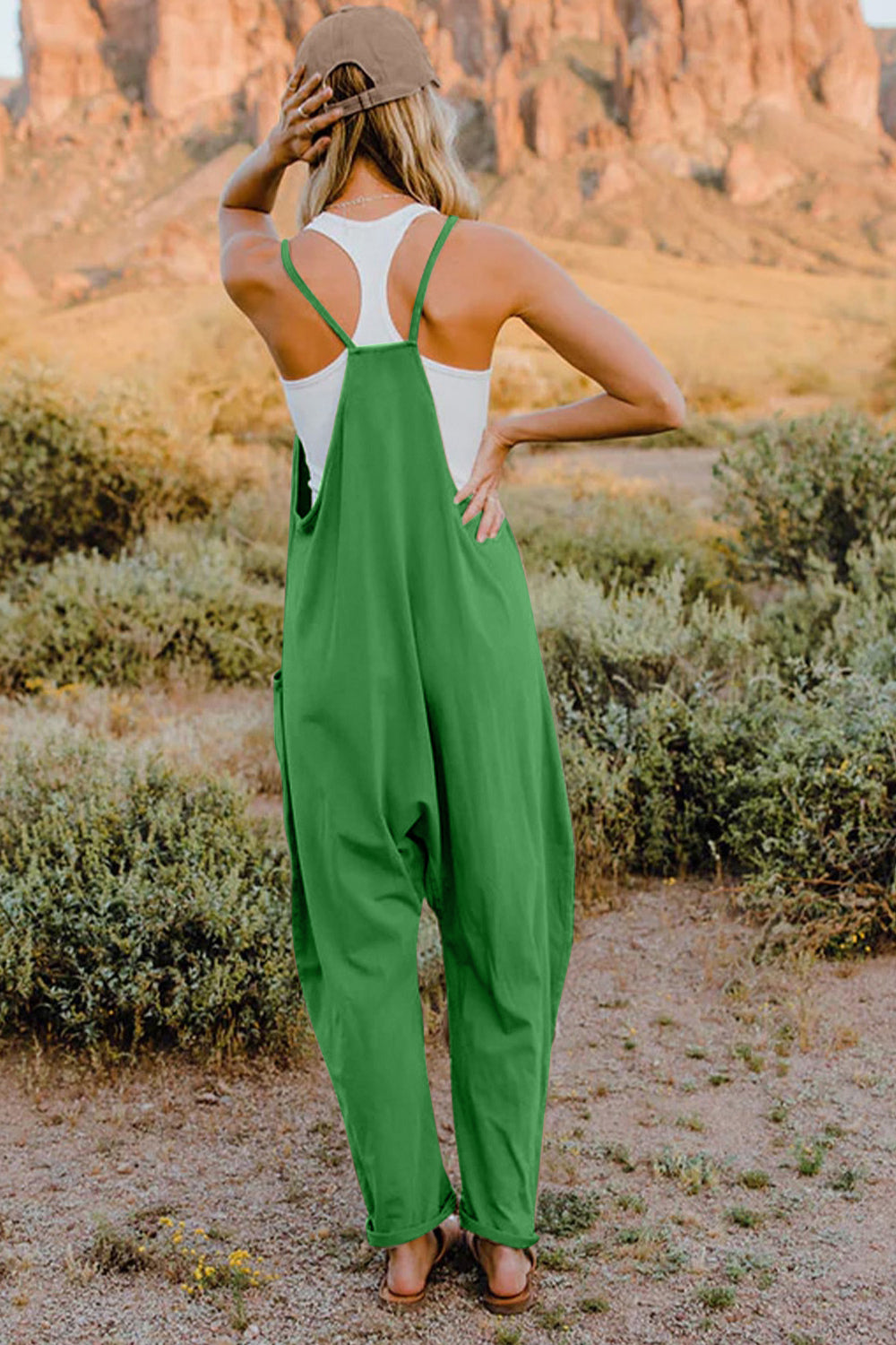 NEWYORKLISTED V-Neck Sleeveless Jumpsuit with Pockets - NEWYORKLISTED