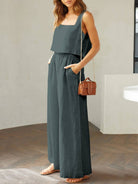 NYLD: Square Neck Top and Wide Leg Pants Set - NEWYORKLISTED
