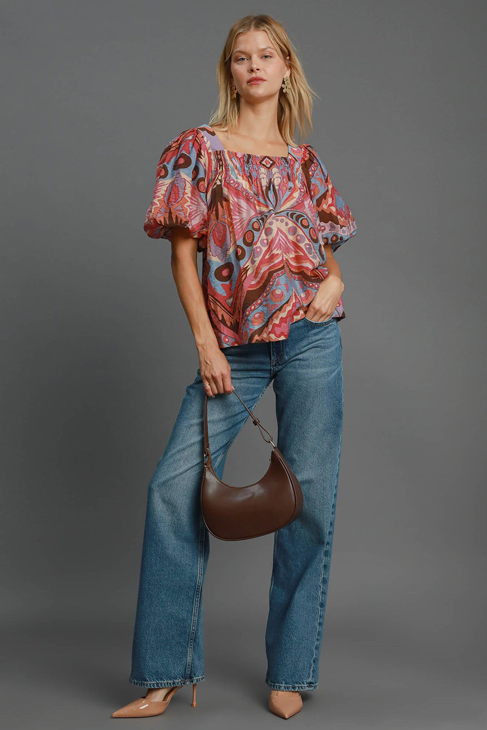 NEWYORKLISTED STYLE COLLECTION: Abstract Print Puff Sleeve Blouse - NEWYORKLISTED