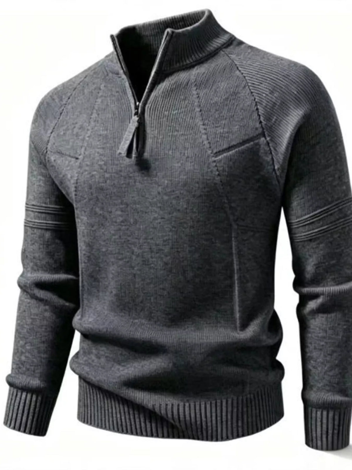 NEWYORKLISTED ATLAS MEN'S COLLECTION: Men's ribbed quarter-zip knit sweater, product view