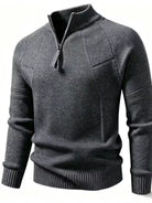 NEWYORKLISTED ATLAS MEN'S COLLECTION: Men's ribbed quarter-zip knit sweater, product view
